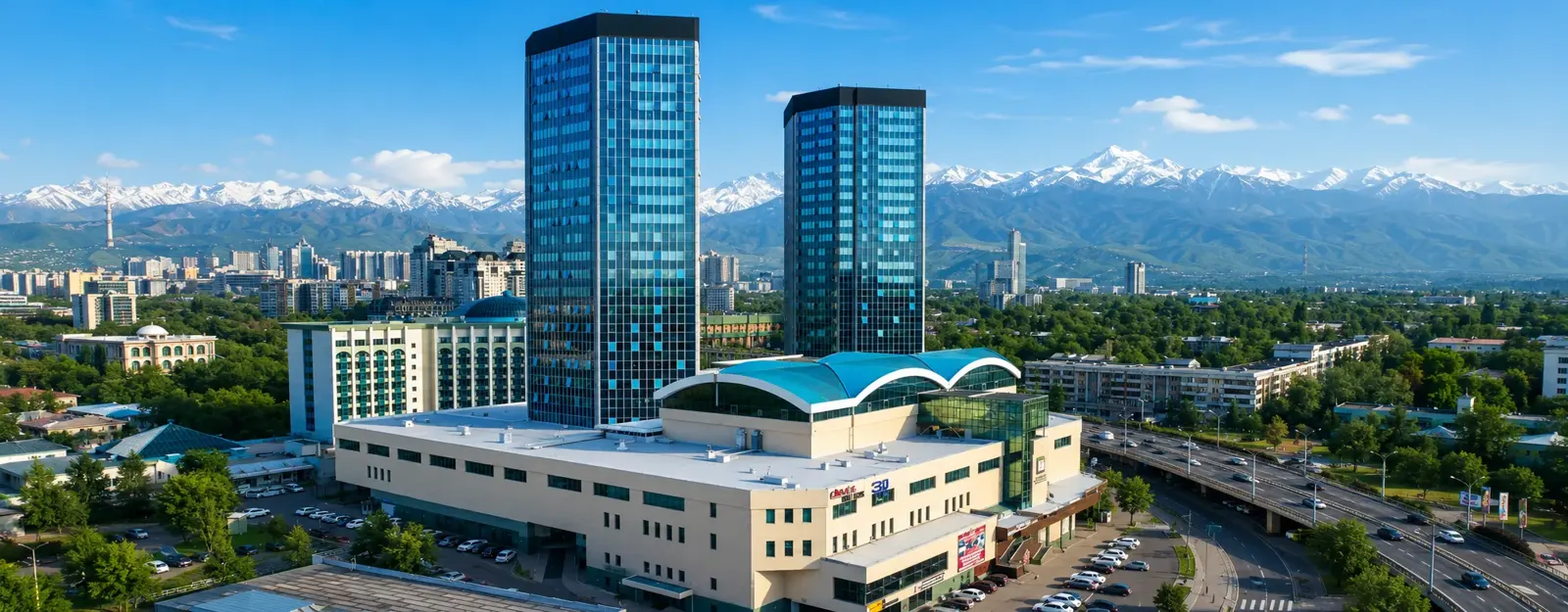 БЦ Almaty Towers в Алматы после работ: огнезащита металлоконструкций